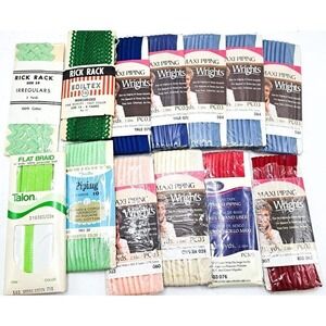 Vintage Rick Rack Piping Trim Lot of 13 VTG Sewing Craft Supplies Variety Colors